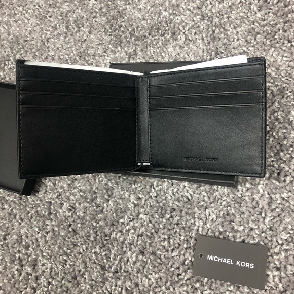 Michael Kors Andy Slim Billfold Bi Fold Card Leather Mens Card Wallet Black - Picture 4 of 7